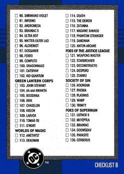 #150 Checklist B - 1993 SkyBox DC Cosmic Teams