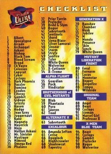#150 Checklist - 1995 Fleer Ultra X-Men