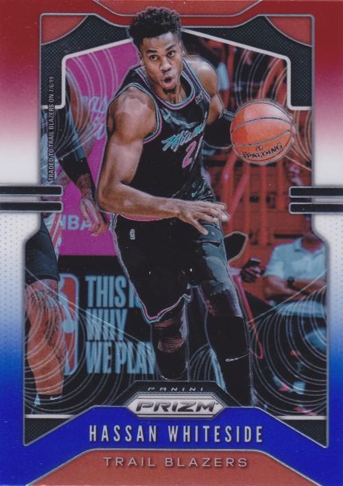 #151 Hassan Whiteside - Portland Trail Blazers - 2019-20 Panini Prizm - Prizms Red White and Blue Basketball