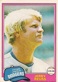#153 Jerry Reuss - Los Angeles Dodgers - 1981 O-Pee-Chee - Gray Back Baseball