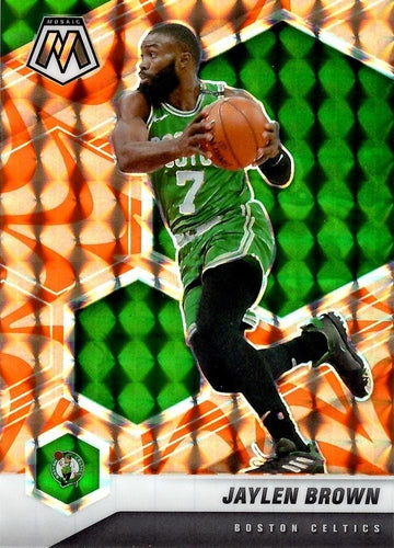 #155 Jaylen Brown - Boston Celtics - 2020-21 Panini Mosaic - Mosaic Reactive Orange Basketball