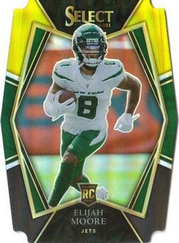 #156 Elijah Moore - New York Jets - 2021 Panini Select - Black and Gold Prizm Die Cut Football