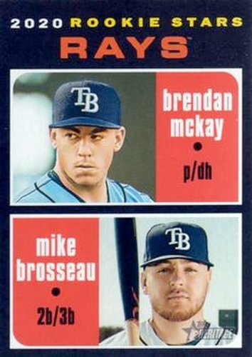 #161 Rays 2020 Rookie Stars Brendan McKay / Mike Brosseau - Tampa Bay Rays - 2020 Topps Heritage Baseball