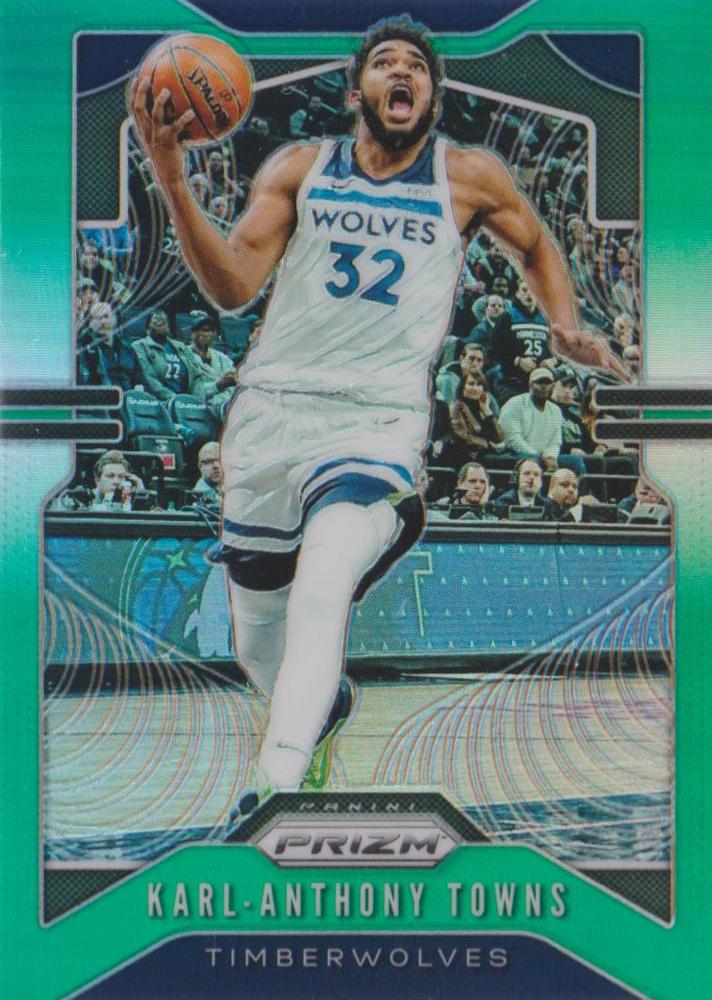 #161 Karl-Anthony Towns - Minnesota Timberwolves - 2019-20 Panini Prizm - Prizms Green Basketball