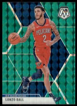 #166 Lonzo Ball - New Orleans Pelicans - 2019-20 Panini Mosaic - Green Prizm Basketball