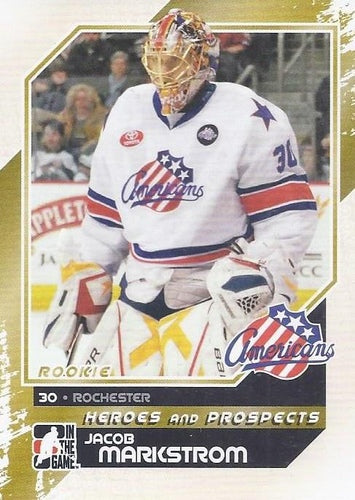 #168 Jacob Markstrom - Rochester Americans - 2010-11 In The Game Heroes and Prospects Hockey