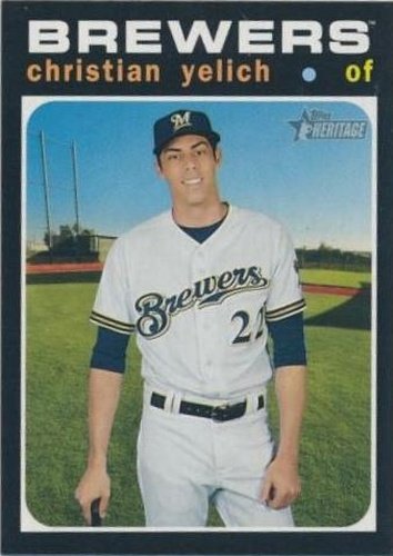 #174c Christian Yelich - Milwaukee Brewers - 2020 Topps Heritage Baseball