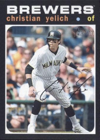 #174f Christian Yelich - Milwaukee Brewers - 2020 Topps Heritage Baseball