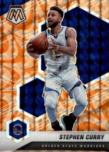 #175 Stephen Curry - Golden State Warriors - 2020-21 Panini Mosaic - Mosaic Reactive Orange Basketball