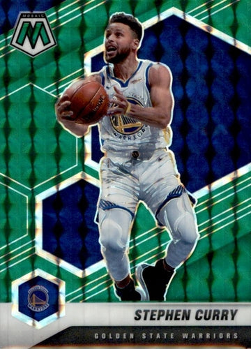 #175 Stephen Curry - Golden State Warriors - 2020-21 Panini Mosaic - Mosaic Green Basketball