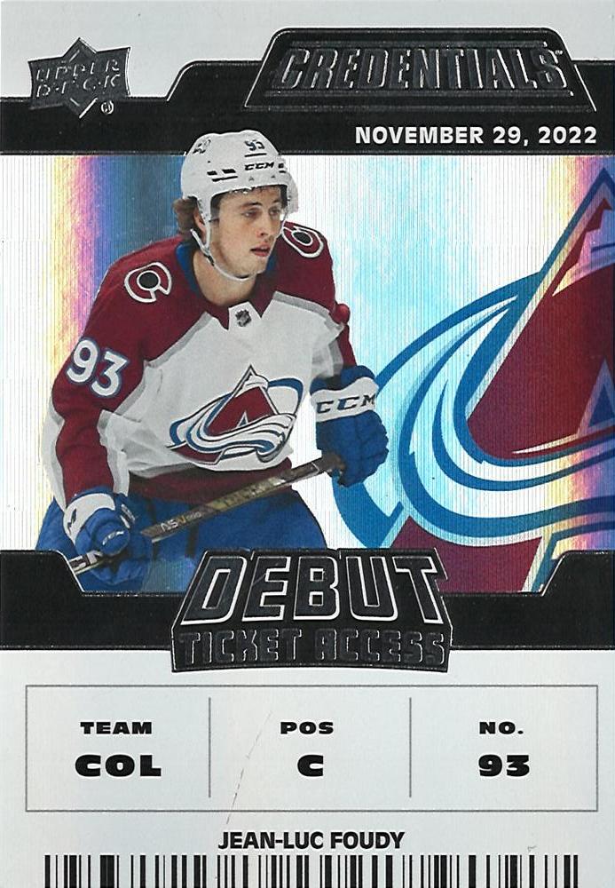#178 Jean-Luc Foudy - Colorado Avalanche - 2022-23 Upper Deck Credentials Hockey