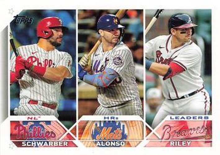 #178 NL HRs Leaders Kyle Schwarber / Pete Alonso / Austin Riley - Philadelphia Phillies / New York Mets / Atlanta Braves - 2023 Topps Baseball