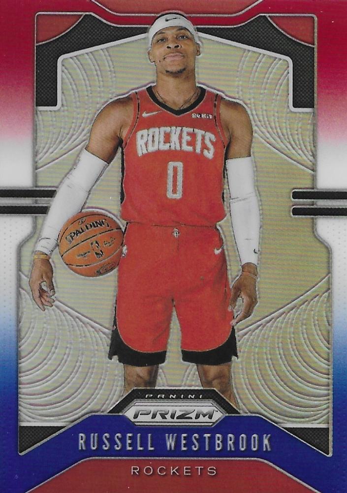 #182 Russell Westbrook - Houston Rockets - 2019-20 Panini Prizm - Prizms Red White and Blue Basketball