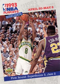 #185 First Round: SuperSonics 3, Jazz 2 - Seattle SuperSonics / Utah Jazz - 1993-94 Upper Deck Basketball