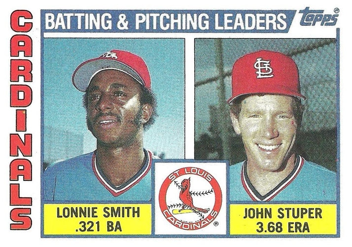 #186 Cardinals Leaders / Checklist Lonnie Smith / John Stuper - St. Louis Cardinals - 1984 Topps Baseball