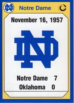 #186 1957 Oklahoma - Notre Dame Fighting Irish - 1990 Collegiate Collection Notre Dame Football