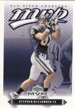 #186 Stephen Alexander - San Diego Chargers - 2003 Upper Deck MVP Football