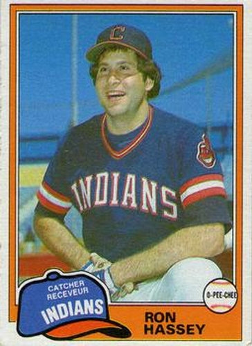 #187 Ron Hassey - Cleveland Indians - 1981 O-Pee-Chee - Gray Back Baseball