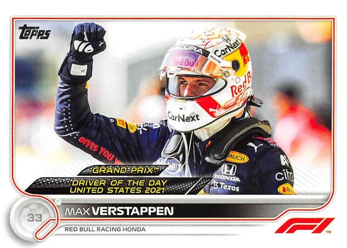 #188 Max Verstappen - Red Bull Racing Honda - 2022 Topps Formula 1 Racing