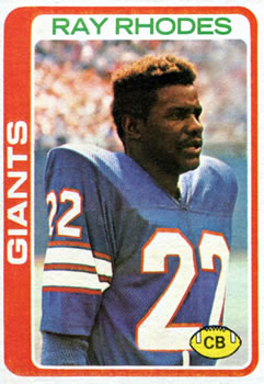 #188 Ray Rhodes - New York Giants - 1978 Topps Football