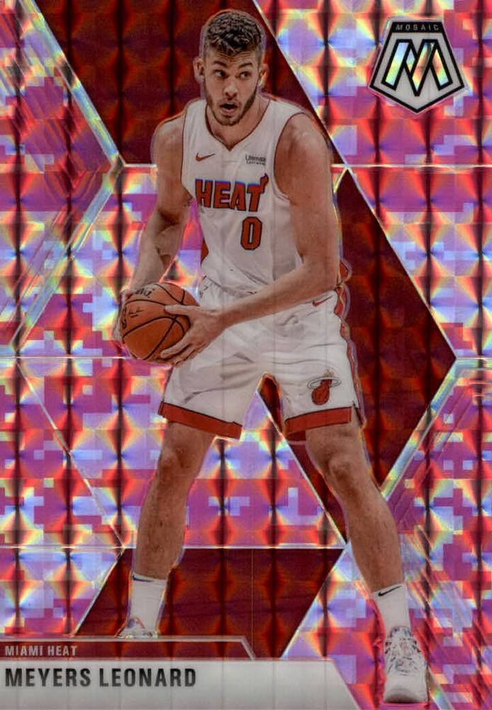 #190 Meyers Leonard - Miami Heat - 2019-20 Panini Mosaic - Camo Pink Basketball