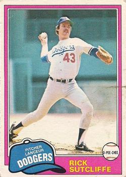 #191 Rick Sutcliffe - Los Angeles Dodgers - 1981 O-Pee-Chee - Gray Back Baseball