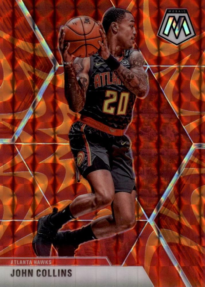 #192 John Collins - Atlanta Hawks - 2019-20 Panini Mosaic - Reactive Orange Basketball
