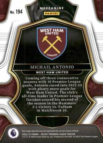 #194 Michail Antonio - West Ham United - 2022-23 Panini Select Premier League Soccer
