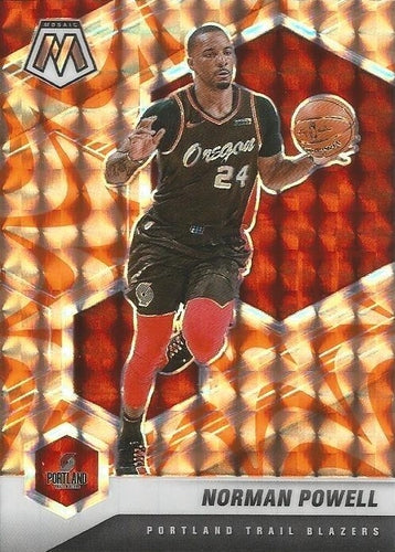 #195 Norman Powell - Portland Trail Blazers - 2020-21 Panini Mosaic - Mosaic Reactive Orange Basketball