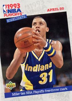 #195 Miller Ties NBA Playoffs Free-Throw Mark - Indiana Pacers - 1993-94 Upper Deck Basketball