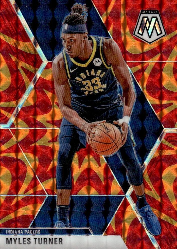 #195 Myles Turner - Indiana Pacers - 2019-20 Panini Mosaic - Reactive Orange Basketball