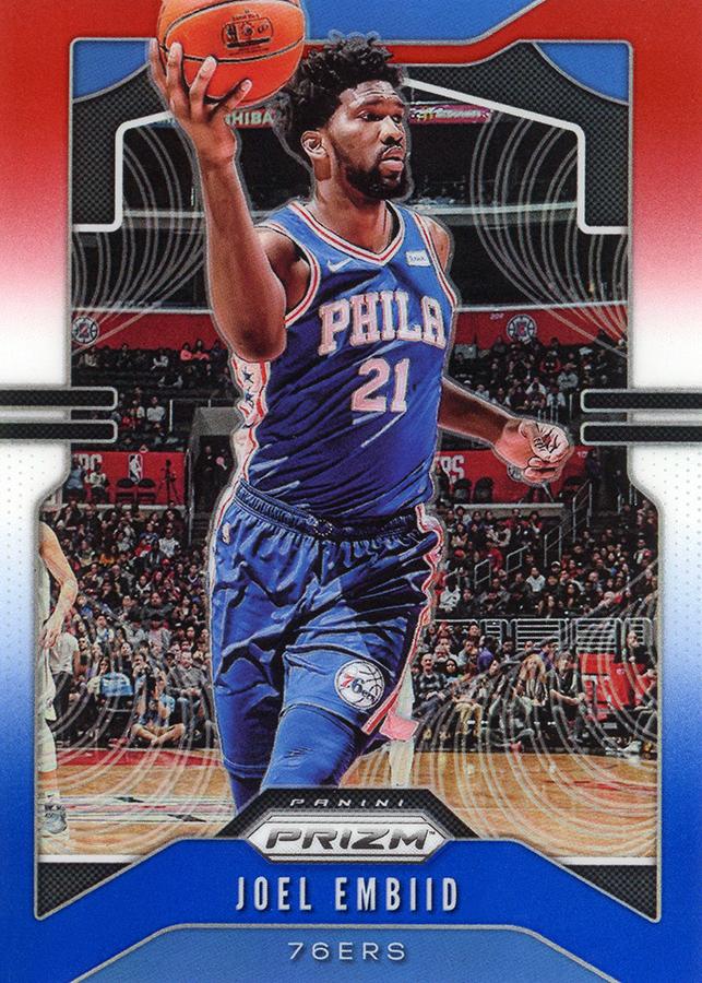 #199 Joel Embiid - Philadelphia 76ers - 2019-20 Panini Prizm - Prizms Red White and Blue Basketball
