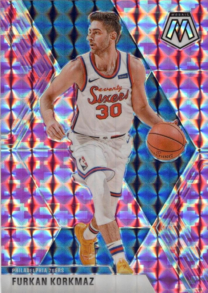 #199 Furkan Korkmaz - Philadelphia 76ers - 2019-20 Panini Mosaic - Camo Pink Basketball