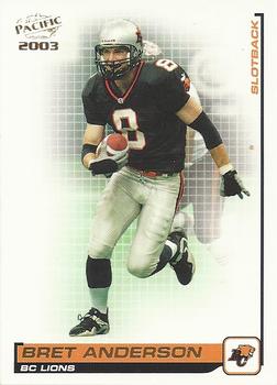 #1 Bret Anderson - British Columbia Lions - 2003 Pacific CFL Football