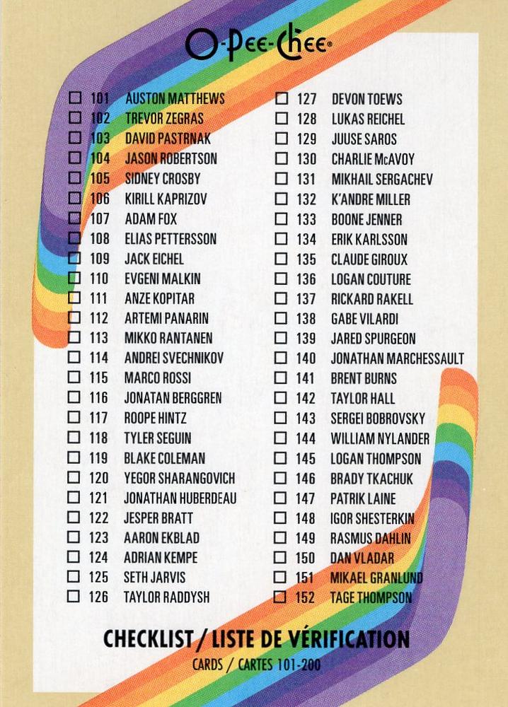 #200 Checklist - 2023-24 O-Pee-Chee - Retro Hockey