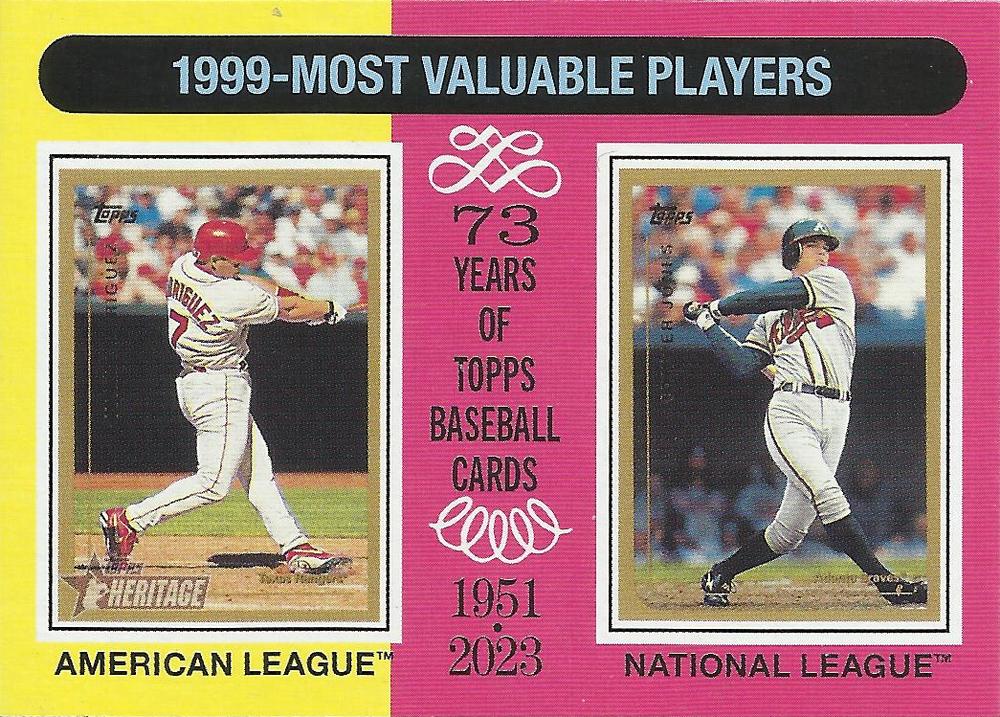 #201 1999s (Ivan Rodriguez / Chipper Jones) - Texas Rangers / Atlanta Braves - 2024 Topps Heritage Baseball