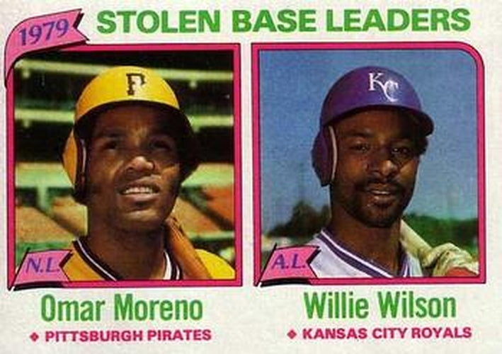 #204 1979 Stolen Base Leaders Omar Moreno / Willie Wilson - Pittsburgh Pirates / Kansas City Royals - 1980 Topps Baseball
