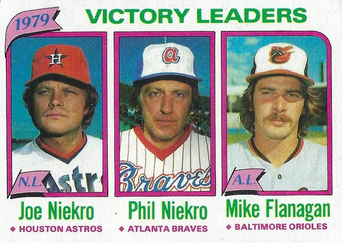 #205 1979 Victory Leaders Joe Niekro / Phil Niekro / Mike Flanagan - Houston Astros / Atlanta Braves / Baltimore Orioles - 1980 Topps Baseball