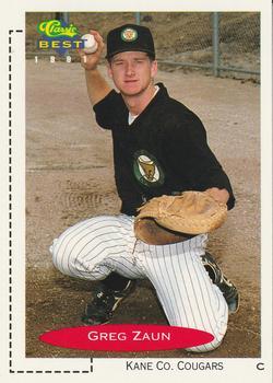 #209 Greg Zaun - Kane County Cougars - 1991 Classic Best Baseball
