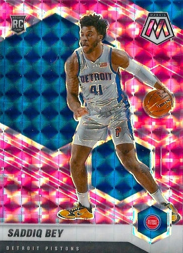 #209 Saddiq Bey - Detroit Pistons - 2020-21 Panini Mosaic - Mosaic Camo Pink Basketball