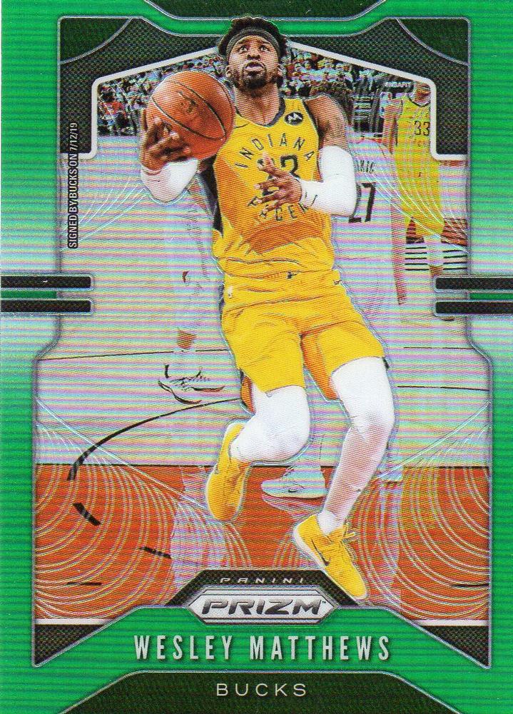 #214 Wesley Matthews - Milwaukee Bucks - 2019-20 Panini Prizm - Prizms Green Basketball