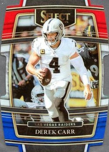 #21 Derek Carr - Las Vegas Raiders - 2021 Panini Select - Red and Blue Prizm Die Cut Football