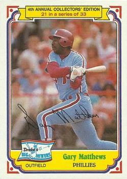 #21 Gary Matthews - Philadelphia Phillies - 1984 Topps Drake's Big Hitters Baseball