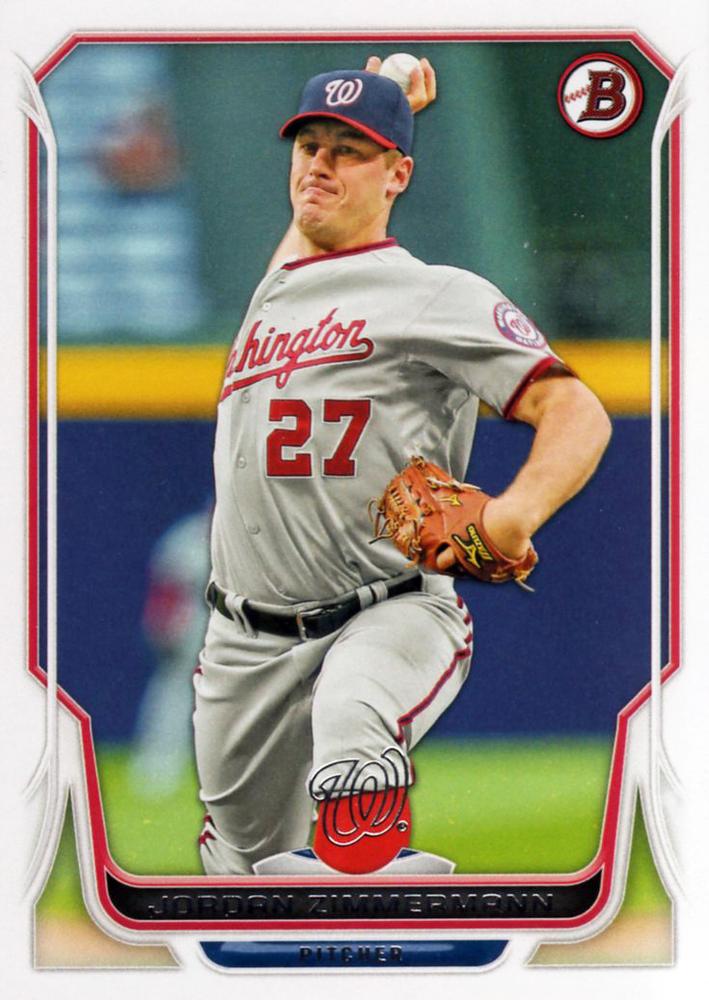 #21 Jordan Zimmermann - Washington Nationals - 2014 Bowman Baseball