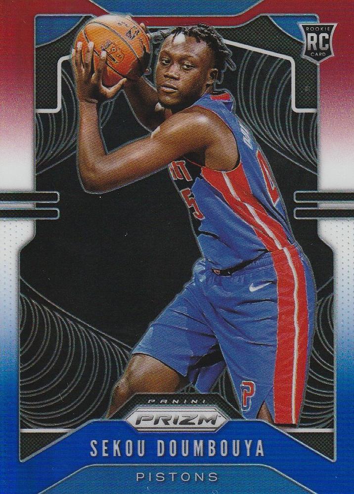#261 Sekou Doumbouya - Detroit Pistons - 2019-20 Panini Prizm - Prizms Red White and Blue Basketball