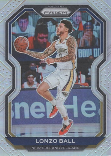 #224 Lonzo Ball - New Orleans Pelicans - 2020-21 Panini Prizm - Silver Prizms Basketball