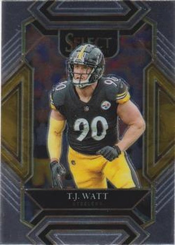 #229 T.J. Watt - Pittsburgh Steelers - 2021 Panini Select - Black and Gold Prizm Die Cut Football