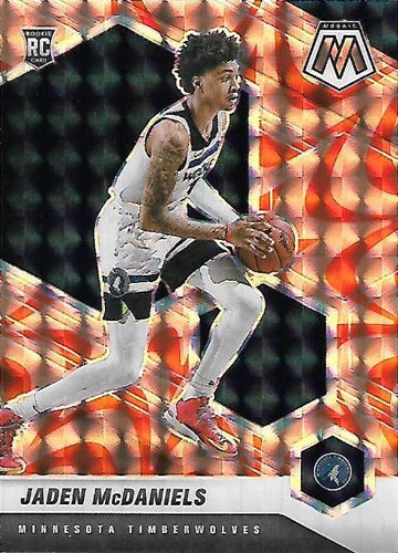 #235 Jaden McDaniels - Minnesota Timberwolves - 2020-21 Panini Mosaic - Mosaic Reactive Orange Basketball