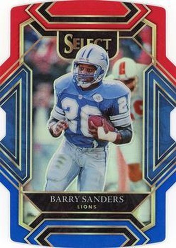 #236 Barry Sanders - Detroit Lions - 2021 Panini Select - Red and Blue Prizm Die Cut Football