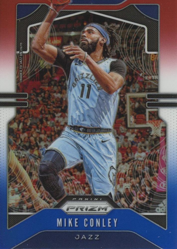 #244 Mike Conley - Utah Jazz - 2019-20 Panini Prizm - Prizms Red White and Blue Basketball